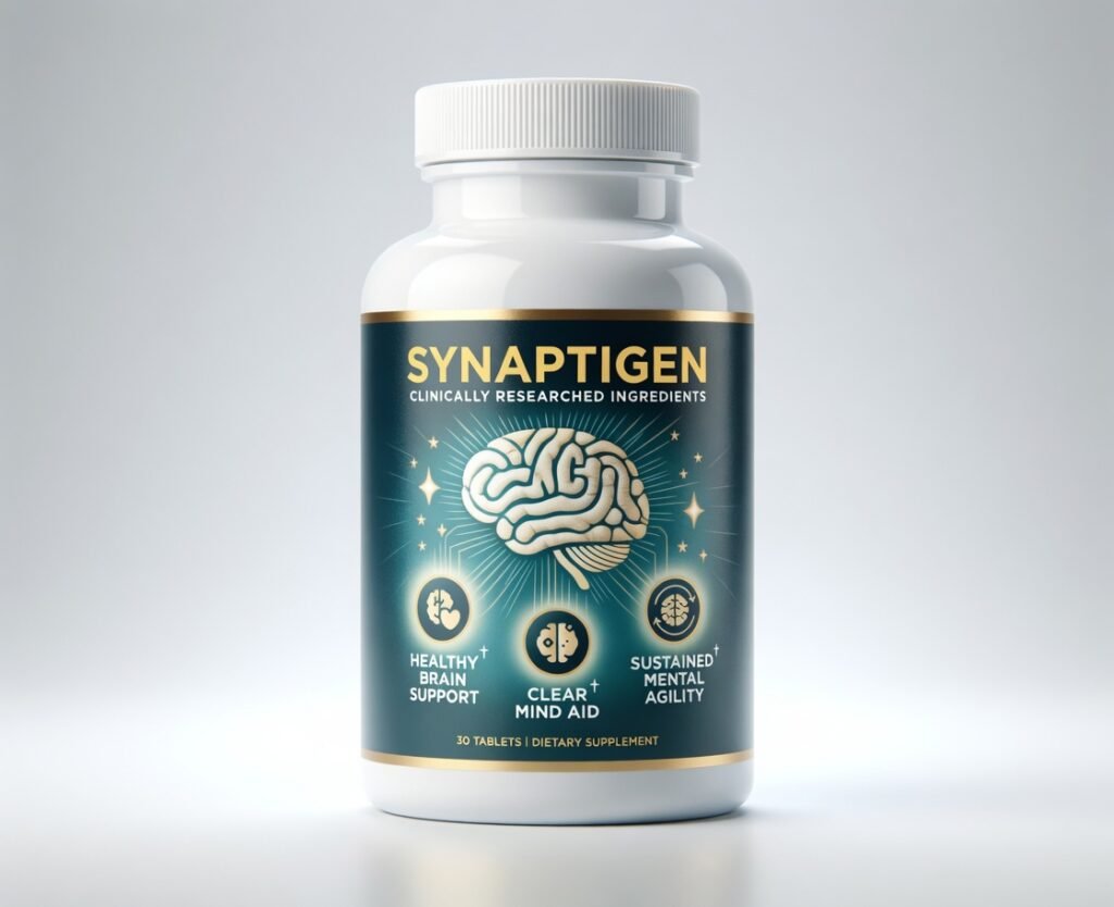 Synaptigen nootropic supplement bottle for brain clarity, focus and mental performance